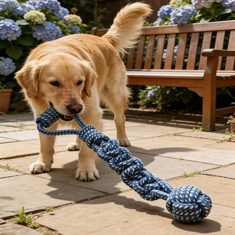 1pc Dog Toy Knot Rope Ball Cotton Rope Dumbbell Puppy Cleaning Teeth Chew Toy Durable Braided Bite 1005011866716176