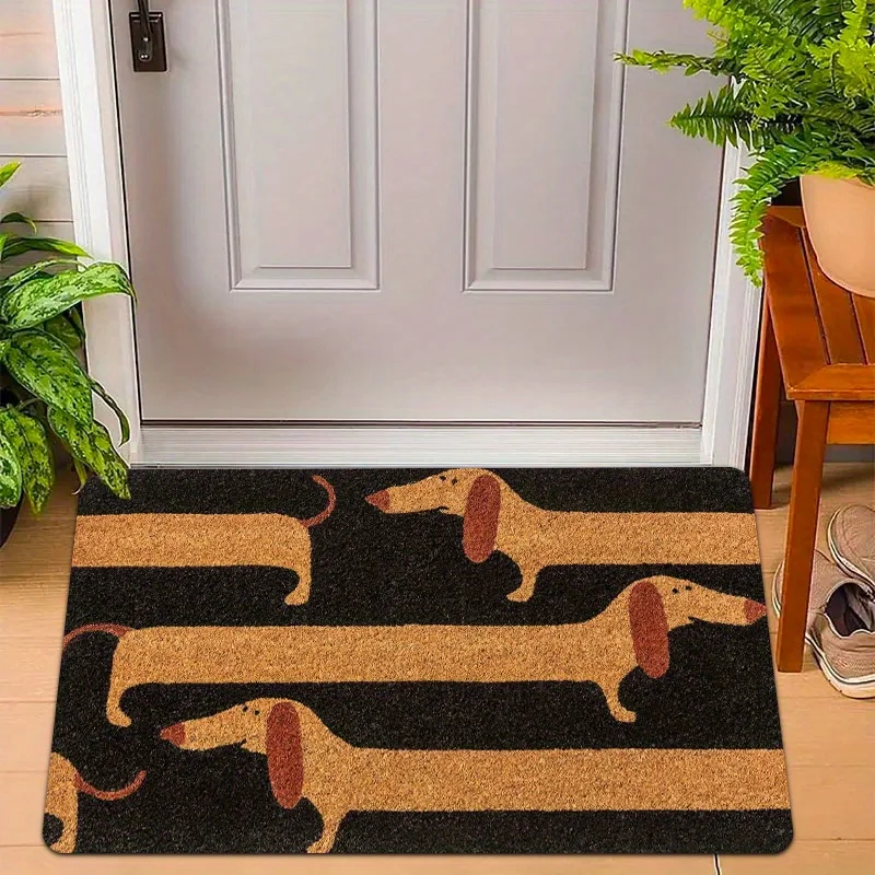 Dachshund Doormat Funny Sausage Dog Design for Front Door Entryway Non Slip Durable Floor Mat (1PC) 1005011870310881