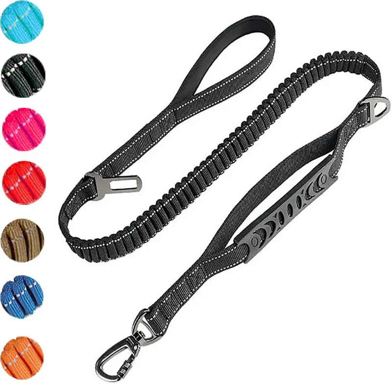 Heavy Duty Reflective Dog Leash for Large Dogs Shock Absorbing Bungee Training Walking Car Seat 1005011870577766