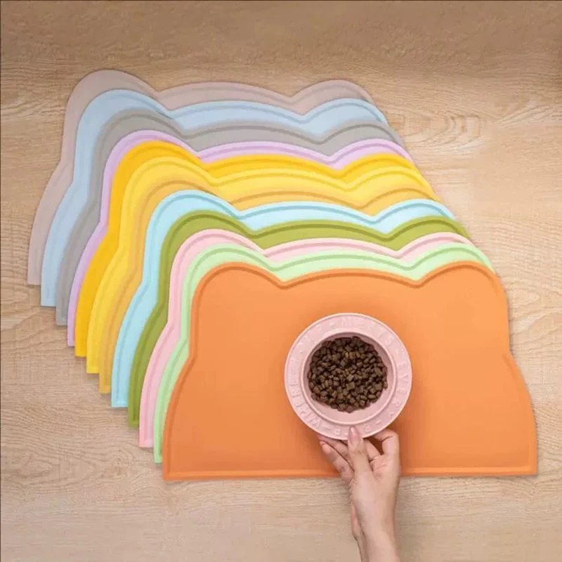 1pc Cat and Dog Meal Mat, Pet Silicone Mat, Cat Head Type, Easy to Clean, Anti Overflow 1005011870807004