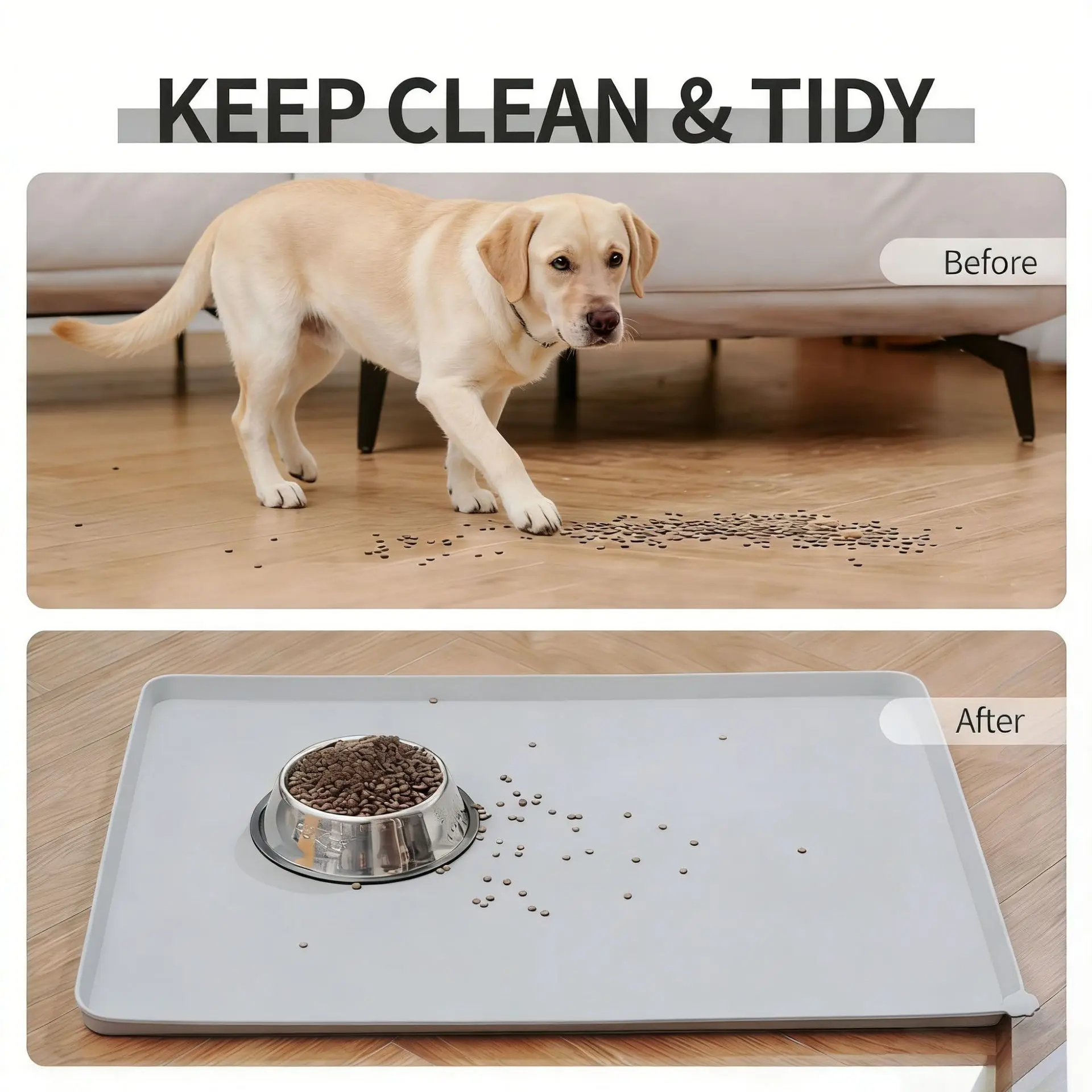 Dog Cat Food Mat Silicone Waterproof Non-Stick Pet Feeding Mat Non-Slip Pet Feeder Pad Bowl Tray 1005011876519913