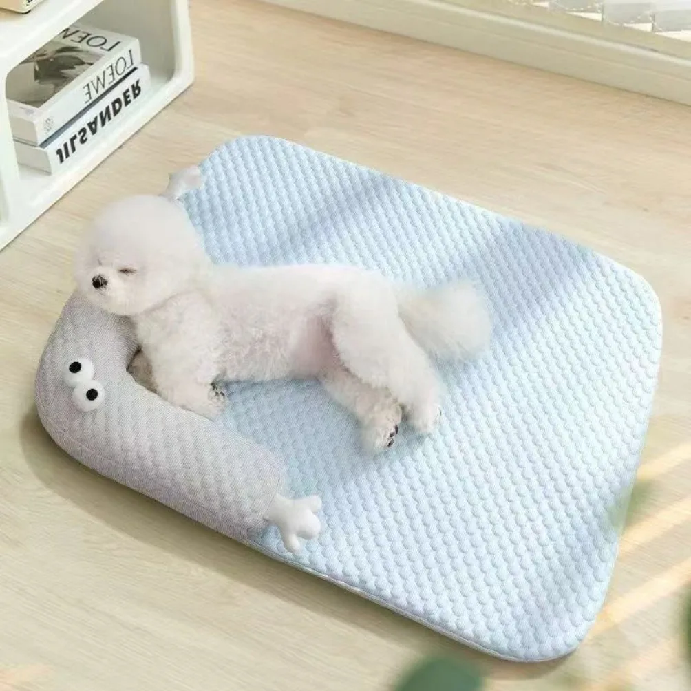 Cartoon Pet Cooling Mat Cat Supplies Breathable Bubble Dot Cute Dog Bed with Pillow Washable Summer 1005011877247047