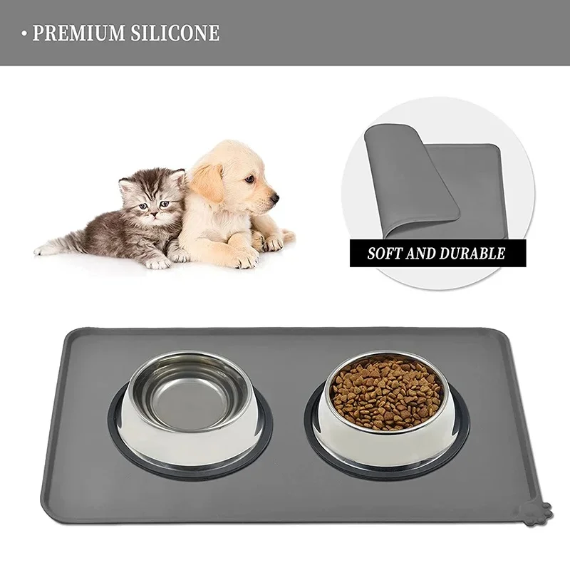 Pet Feeding Mat Waterproof Non-Stick Silicone Dog Cat Food Bowl Pad Non-Slip Feeder Tray Water 1005011878664038