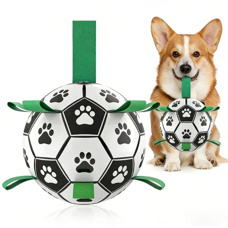 Interactive Dog Toys for Tug of War Dog Soccer Ball with Straps for Indoor Outdoor Dog Tug Toy 1005011879349927