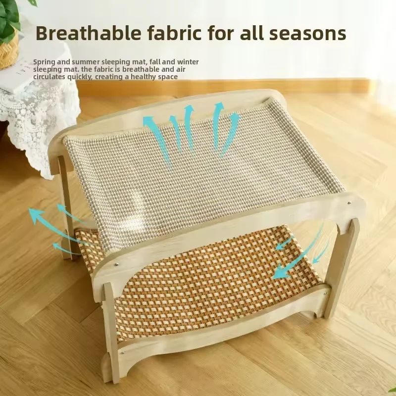 Double Layer Cat Bed Mortise Tenon Detachable Easy Assembly Wear-Resistant Elevated Cat Nest Wooden 1005011879647382