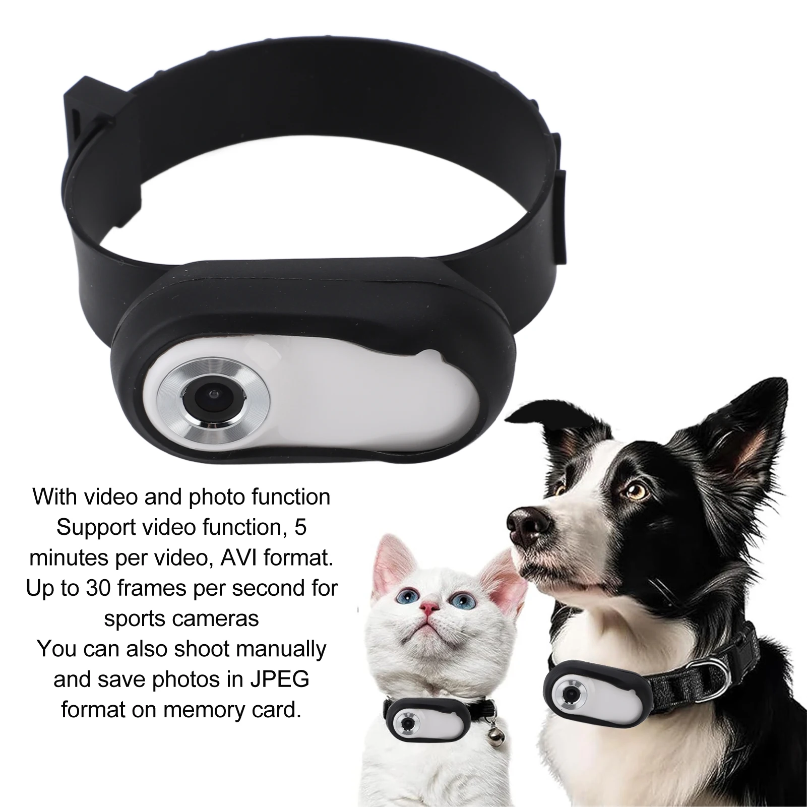Pet Sport Camera Support Memory Card Cat Collar USB Rechargeable 170° Wide Angle HD 1080P Portable 1005011880390717