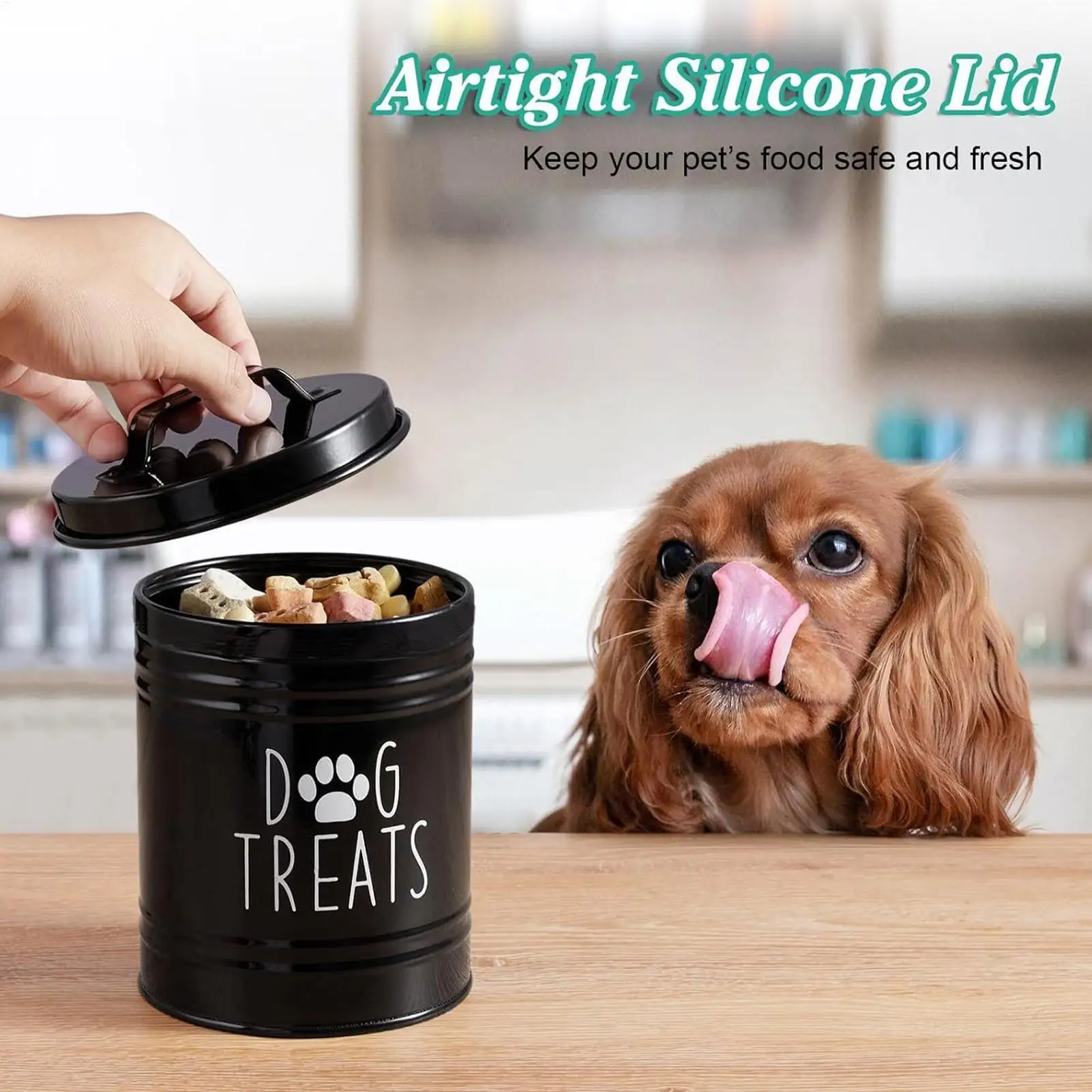 Dog Food Container Airtight Pet Food Storage Bin with Handle and Lid Metal Container for Puppy Cat 1005011880491051