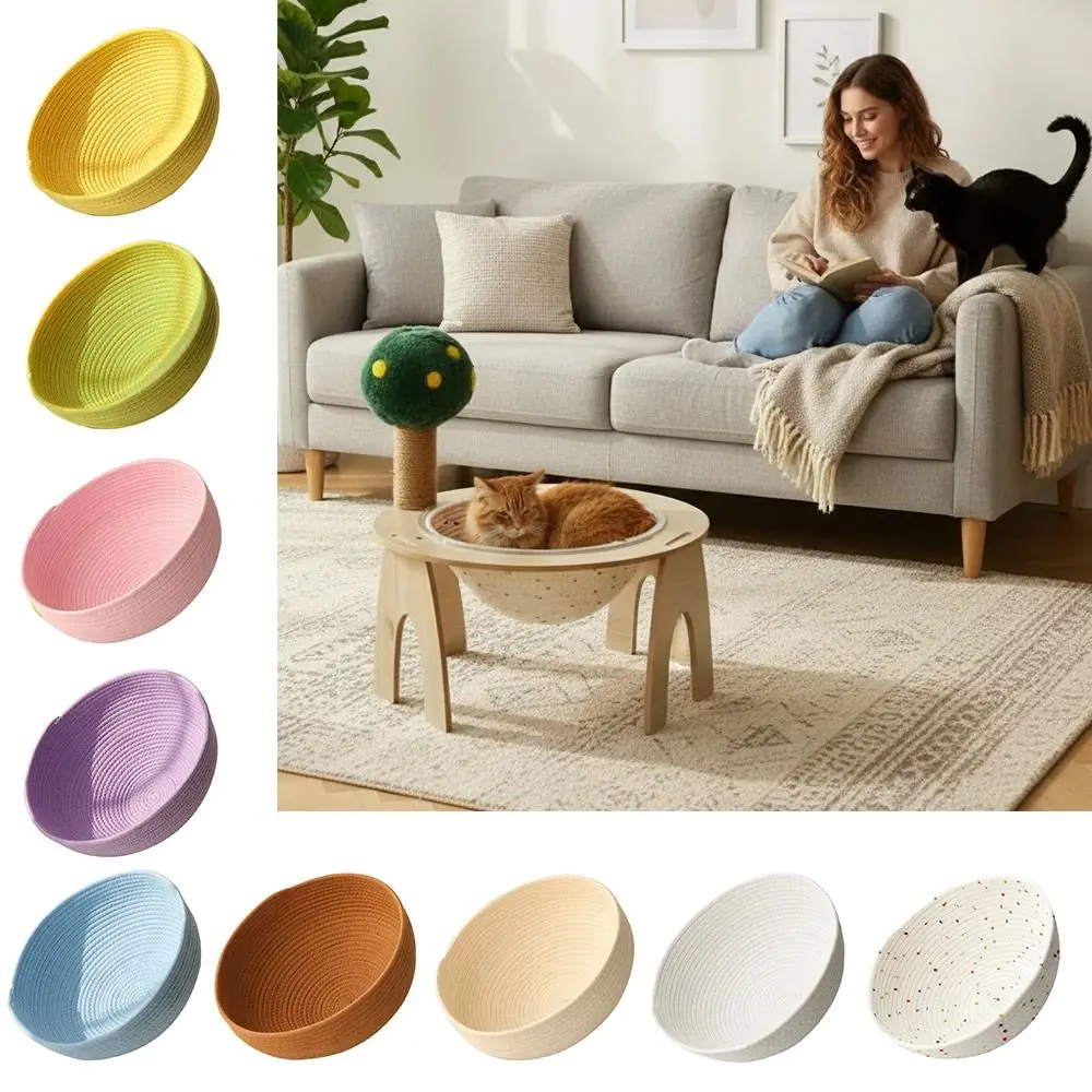 Removable Round Nest Pad Breathable Scratch Proof Capsule Cat Bed Mat Washable Cotton Rope Woven 1005011880846653