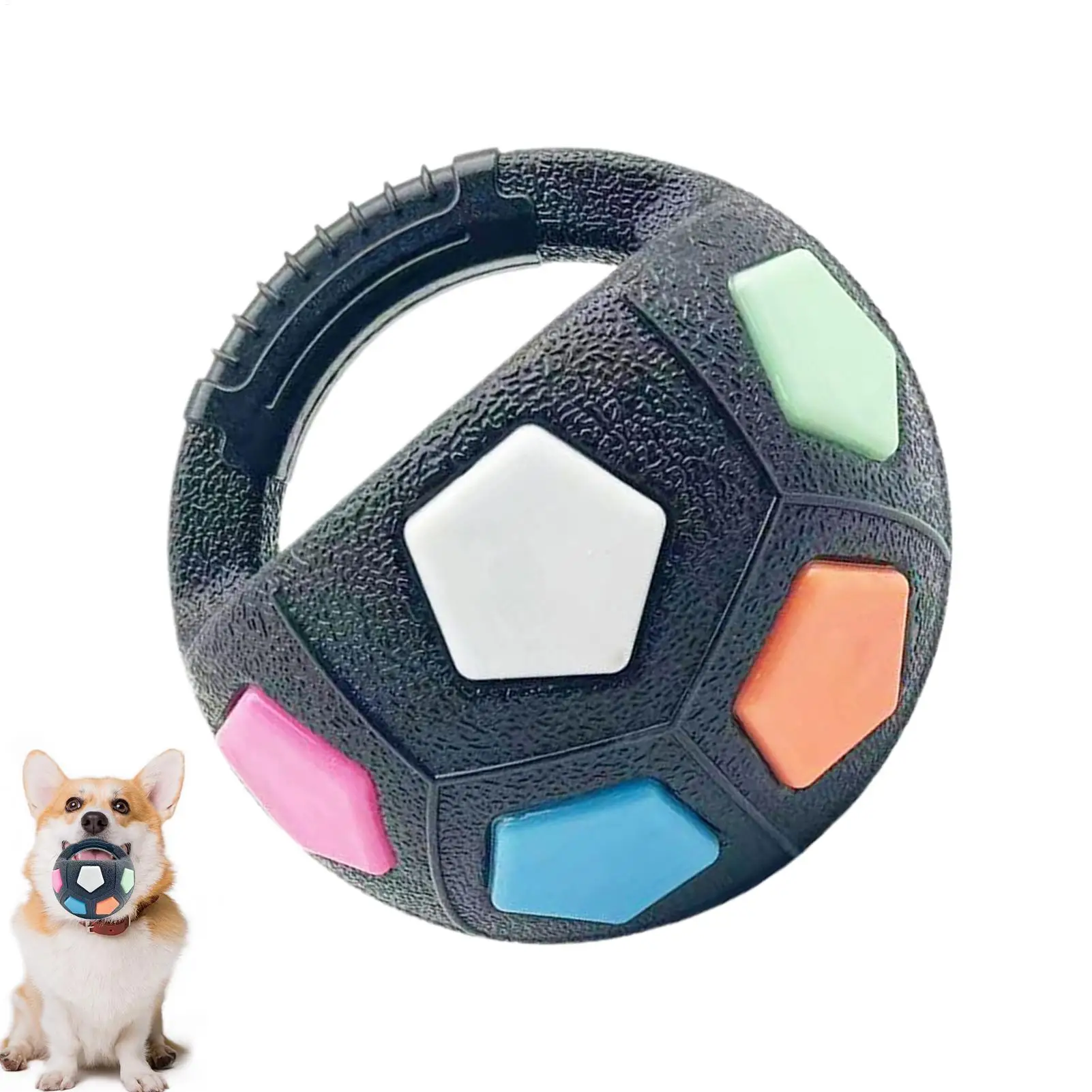 Dog Toys Soccer Ball with Handle Outside Squeaky Floating for Tug of War Dog Tug Toy for Small 1005011884929923