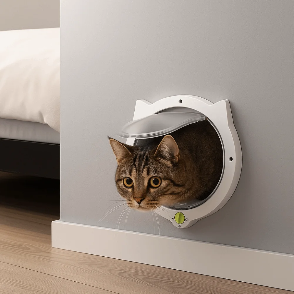 Magnetic Cat Flap Door 4 Locking Modes Bidirectional Opening Pet Archway Plastic with Ears Automatic 1005011885126214