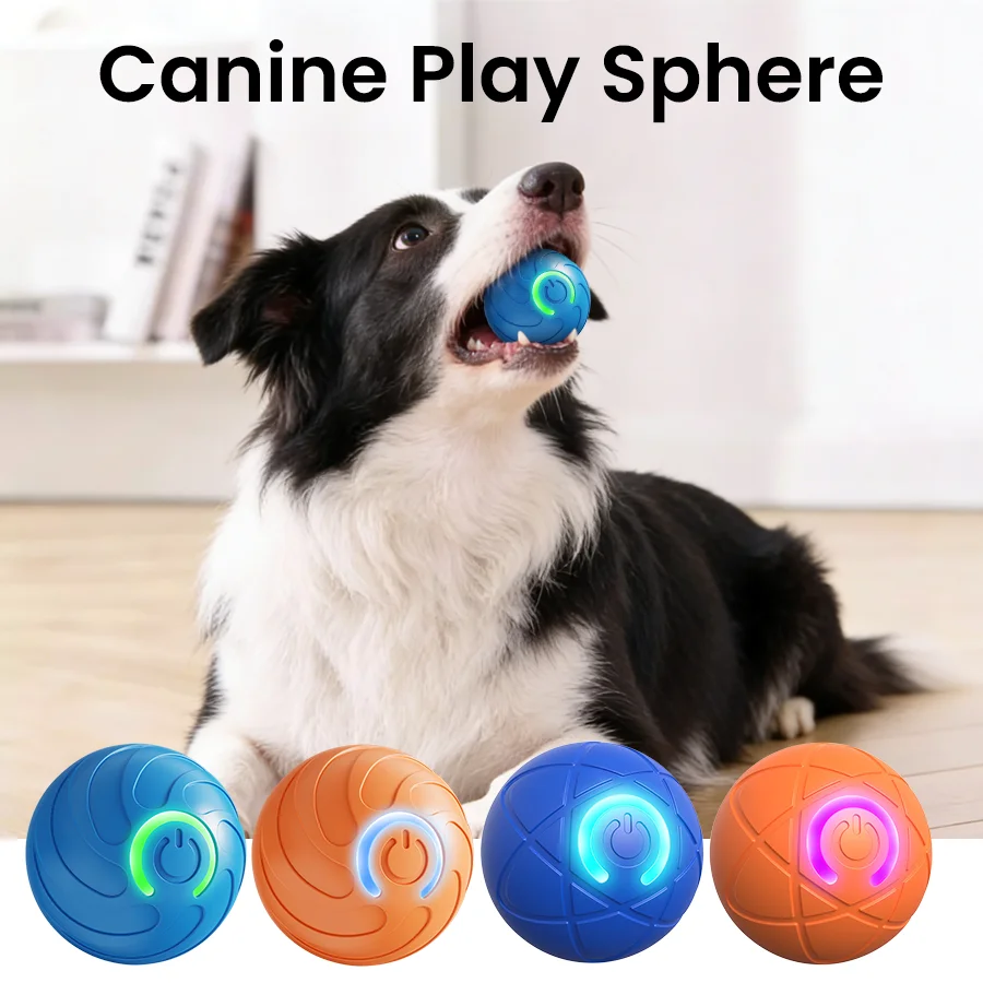 Smart Interactive Dog Toy Ball, USB Rechargeable Automatic Rolling Ball with LED Light 1005011885725162