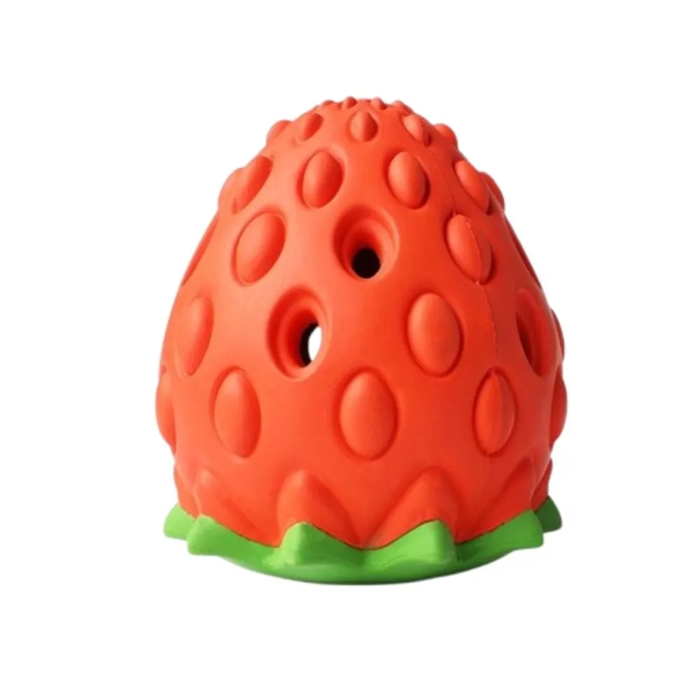 Strawberry Shaped Dog Chew Tooth Cleaning Bite Resistant Food Leaking Ball Interactive Rubber 1005011887087990