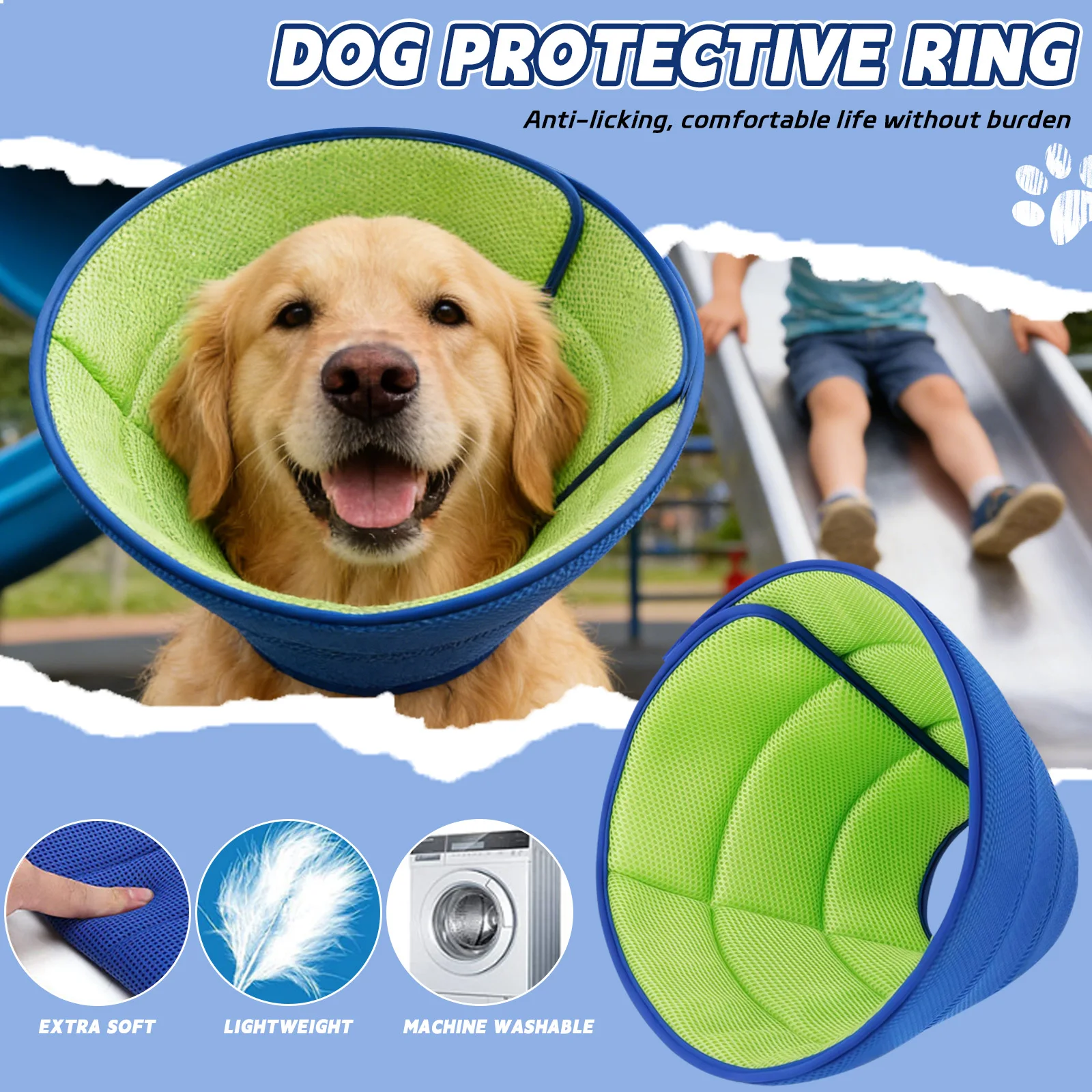 Dog Cone Collar: Soft Recovery Collar for Small Medium Large Dogs. Prevents Biting 1005011887847401