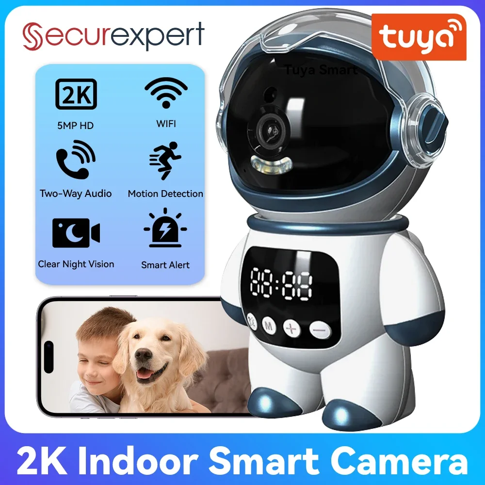 Tuya Smart 5MP PTZ WiFi Camera Indoor Astronaut Robot Baby Monitor Two Way Audio Motion Detection 1005011889615067
