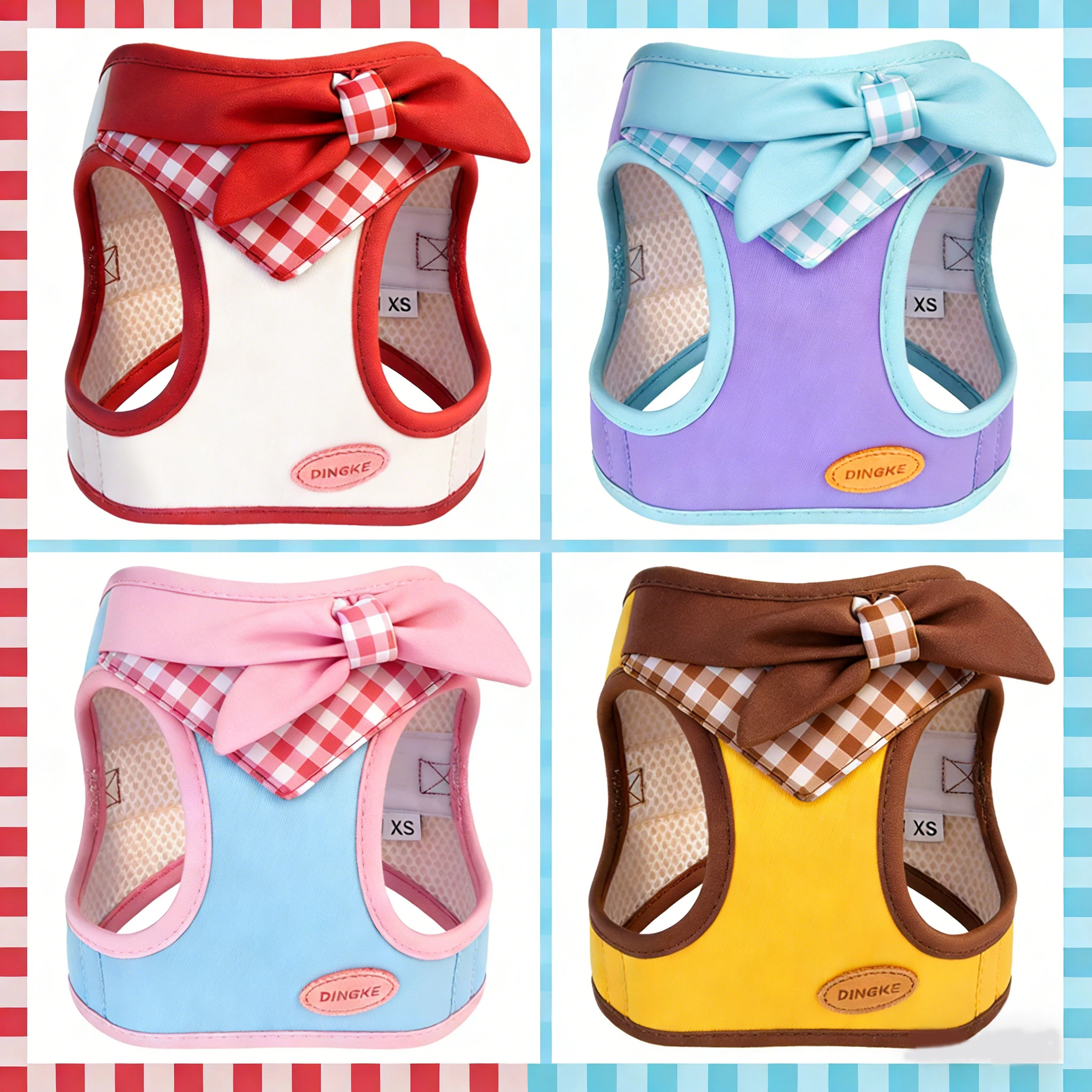 Fashion Pet Harness with Detachable Bow, Breathable Mesh Lining No-Pull Vest 1005011890802688