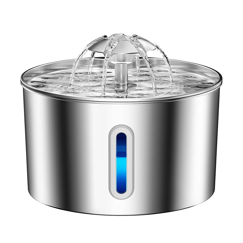 2.2L stainless steel pet water dispenser with dual outlet mode and flower outlet design makes pets 1005011894813594