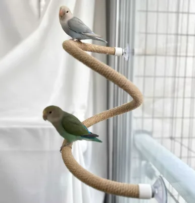 Bendable Linen Rope Bird Perch with Suction Cup Non Slip Comfortable Grip for Small Birds Stable 1005011895466510