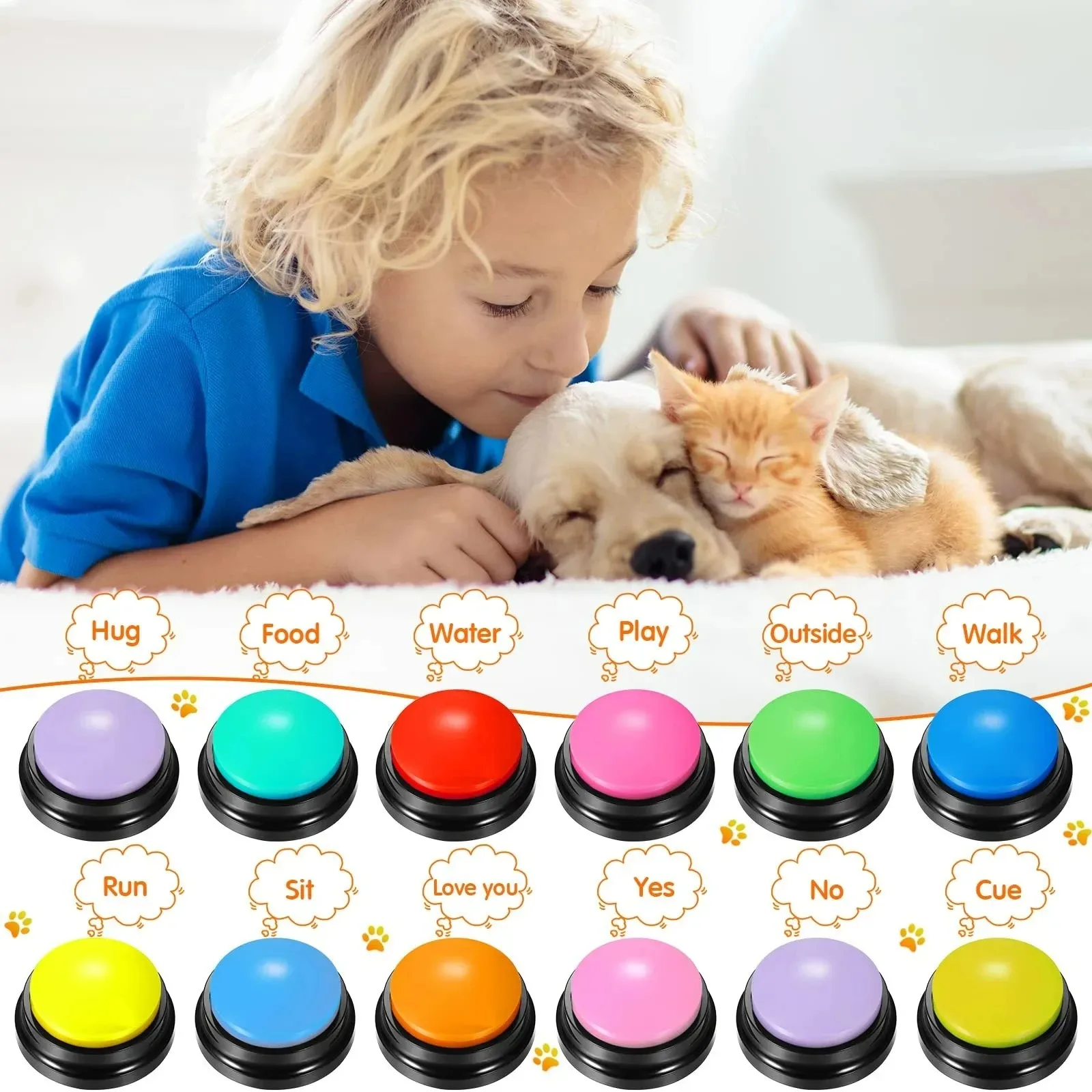 Dog Communication Buttons Voice Recording Button for Pet Training Buzzer 30 Second Record Playback 1005011896676624