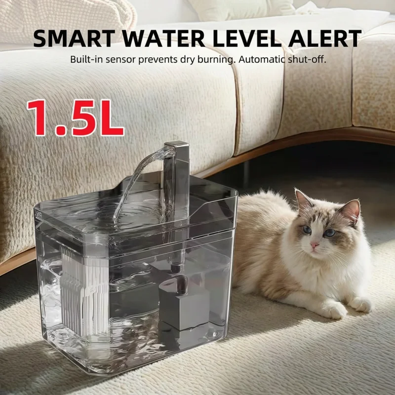 Cat Water Fountain Automatic Filter USB Pet Drinking Dispenser Live Water Circulation Fresh (1.5L) 1005011897579075