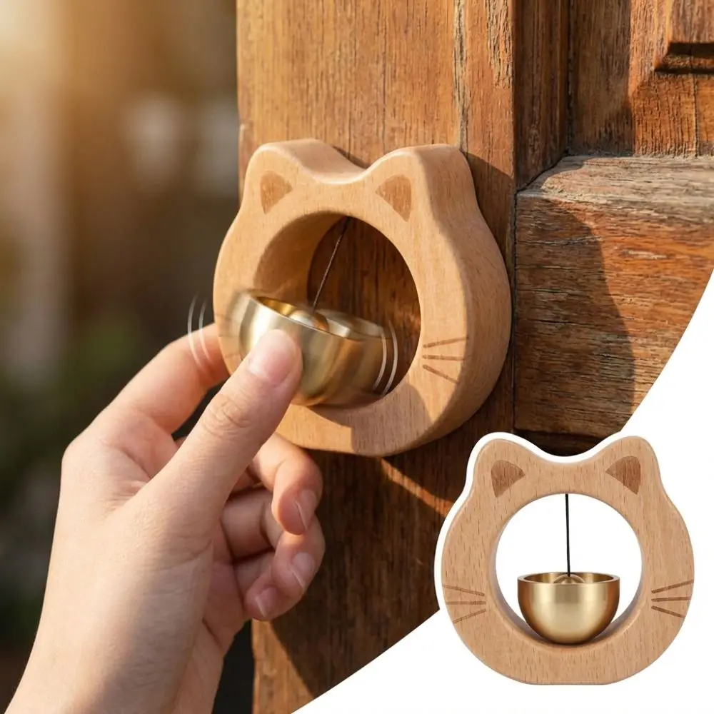 Magnetic Cat Wooden Doorbell Solid Wood Japanese Style Door-Sucking Doorbell Wall Hanging 1005011897933741