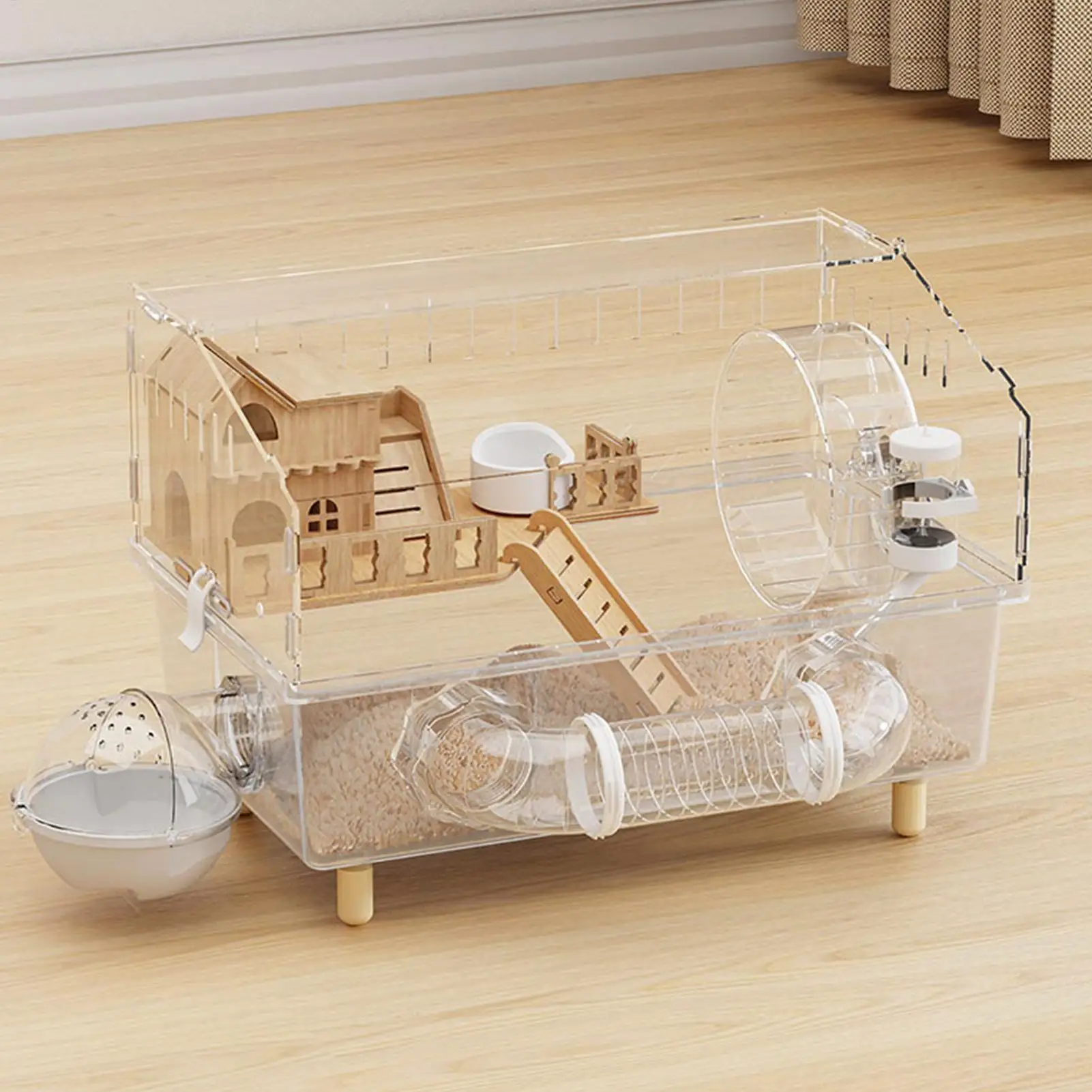 Hamster Cage 2-Layer Clear Acrylic Pet Habitats Hamster Enclosure with Accessories Luxury Villa 1005011899310147
