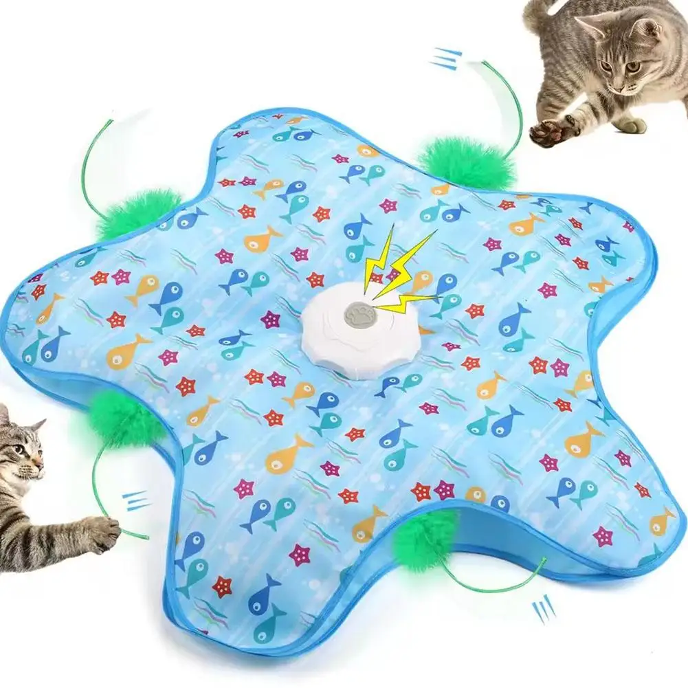 Interactive Cat Toys, Automatic Turntable Pet Game Cover with Moving Feather & Animal Chirps 1005011903300484