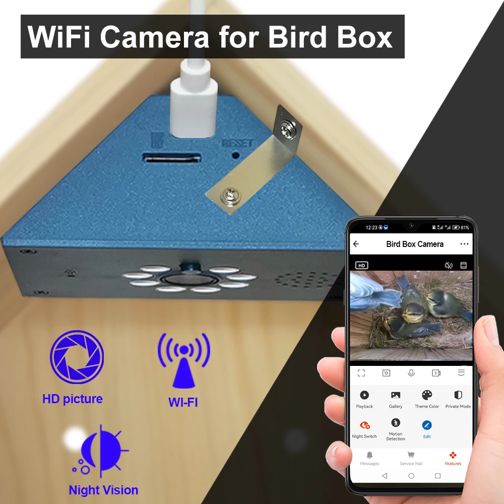 Tuya Smart Life Wifi HD Camera for Bird House Wireless APP Remote Live View Night Vision Plug-In 1005011903362898