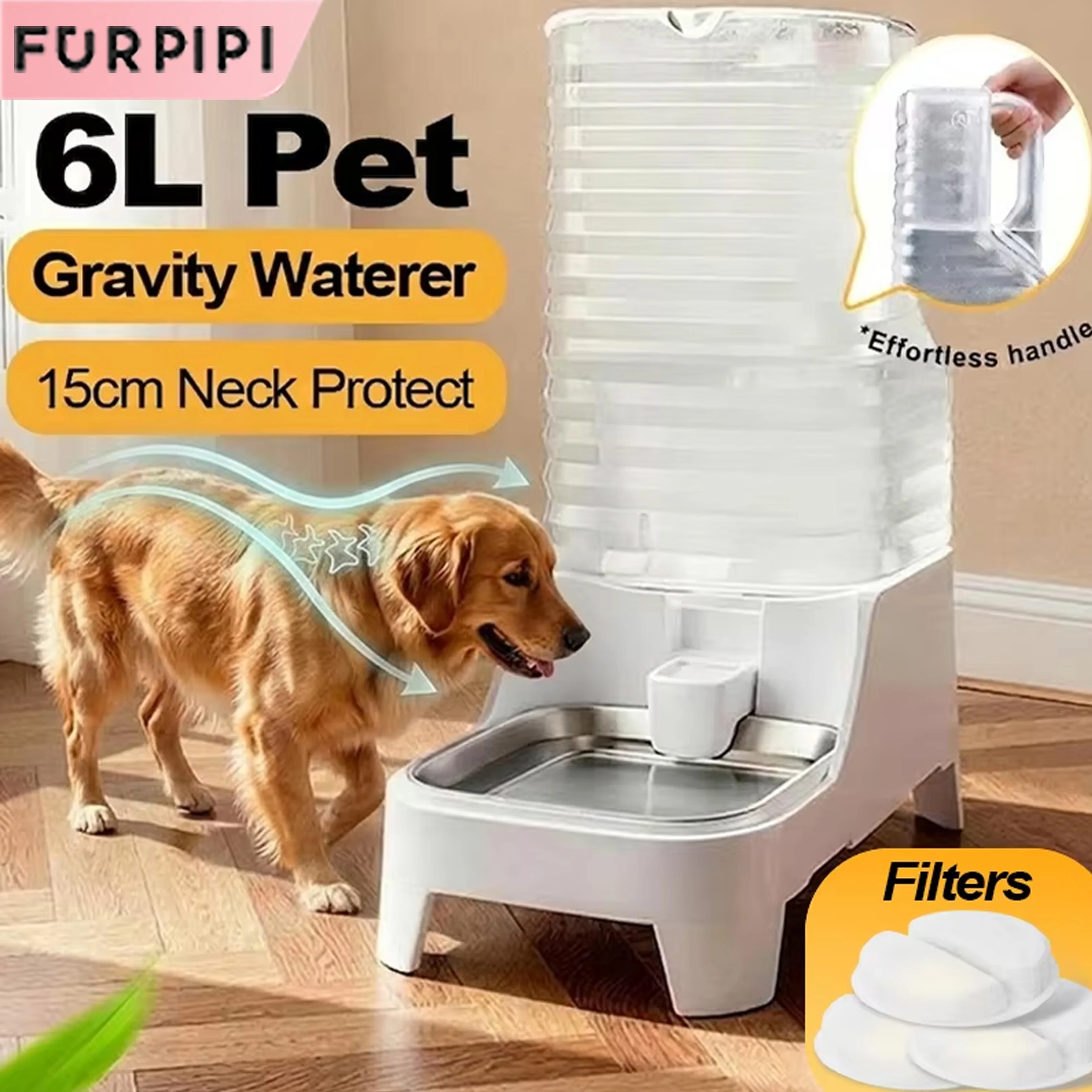 Water Dispenser Automatic Cat Feeder 8L Large Furpipi Capacity Gravity Pet Feeding Stationstainless 1005011903611663