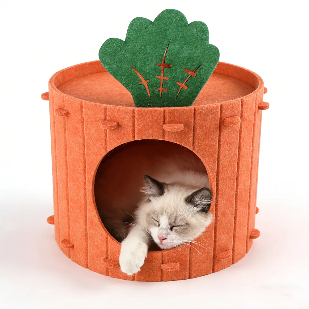 Felt Cloth Cat Nest Carrot Theme Bed Soft & Durable Detachable Pet Cave House Scratch Board 1005011904007537