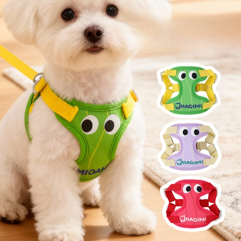 Dog Leash Big Eyes Cute Dog Harness Adjustable Outdoor Travel Small Dog Anti-Escape Cat Chest 1005011905170836