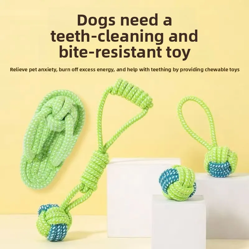 Dog Toy Rope Resistant Teething Rope Knot Ball Puppy Bite Rope Labrador Golden Retriever Fun Tug 1005011905796435