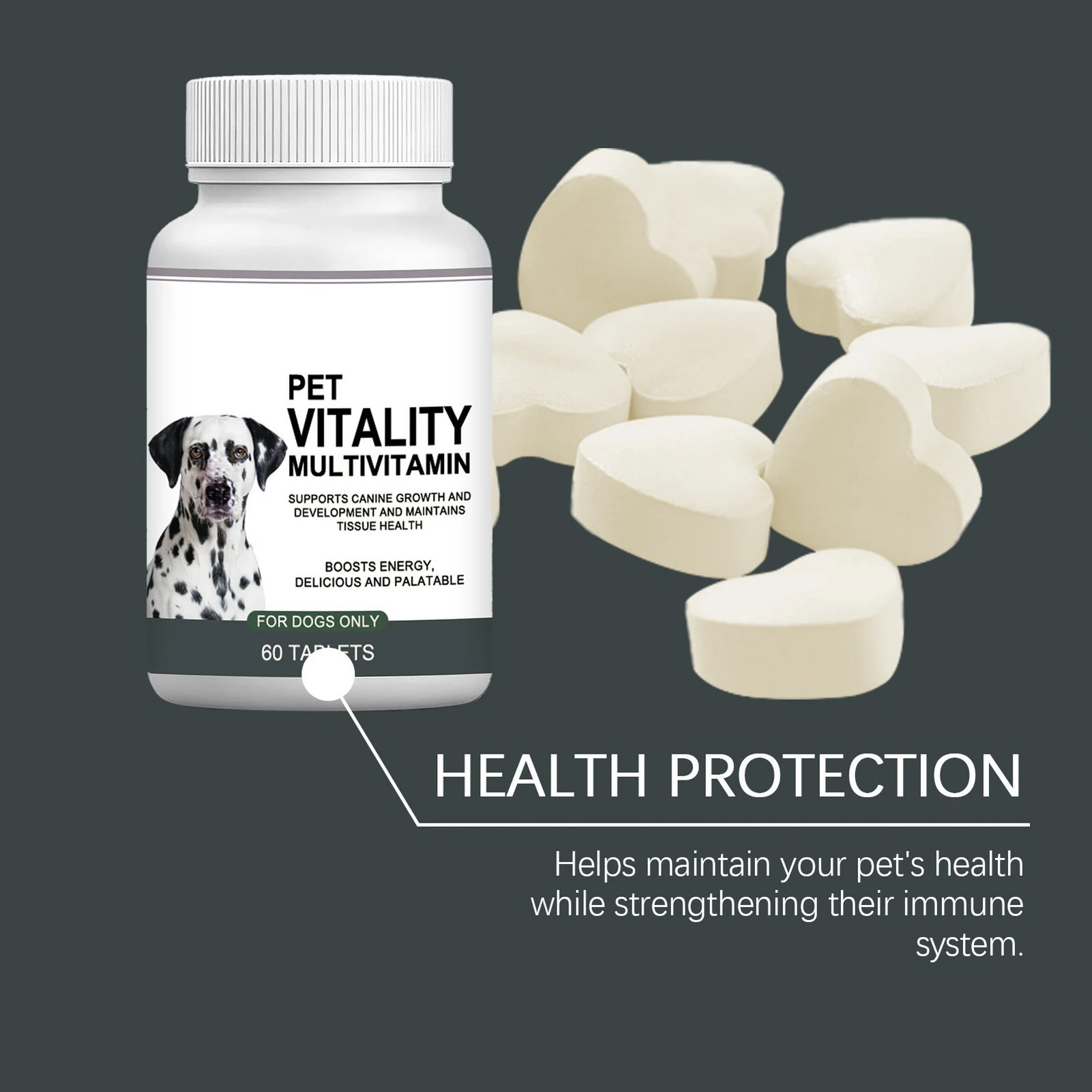 Dog Multivitamin Chewable Tablets Gentle Formula Nutritional Supplement for All Sizes Skin (120g) 1005011907782858