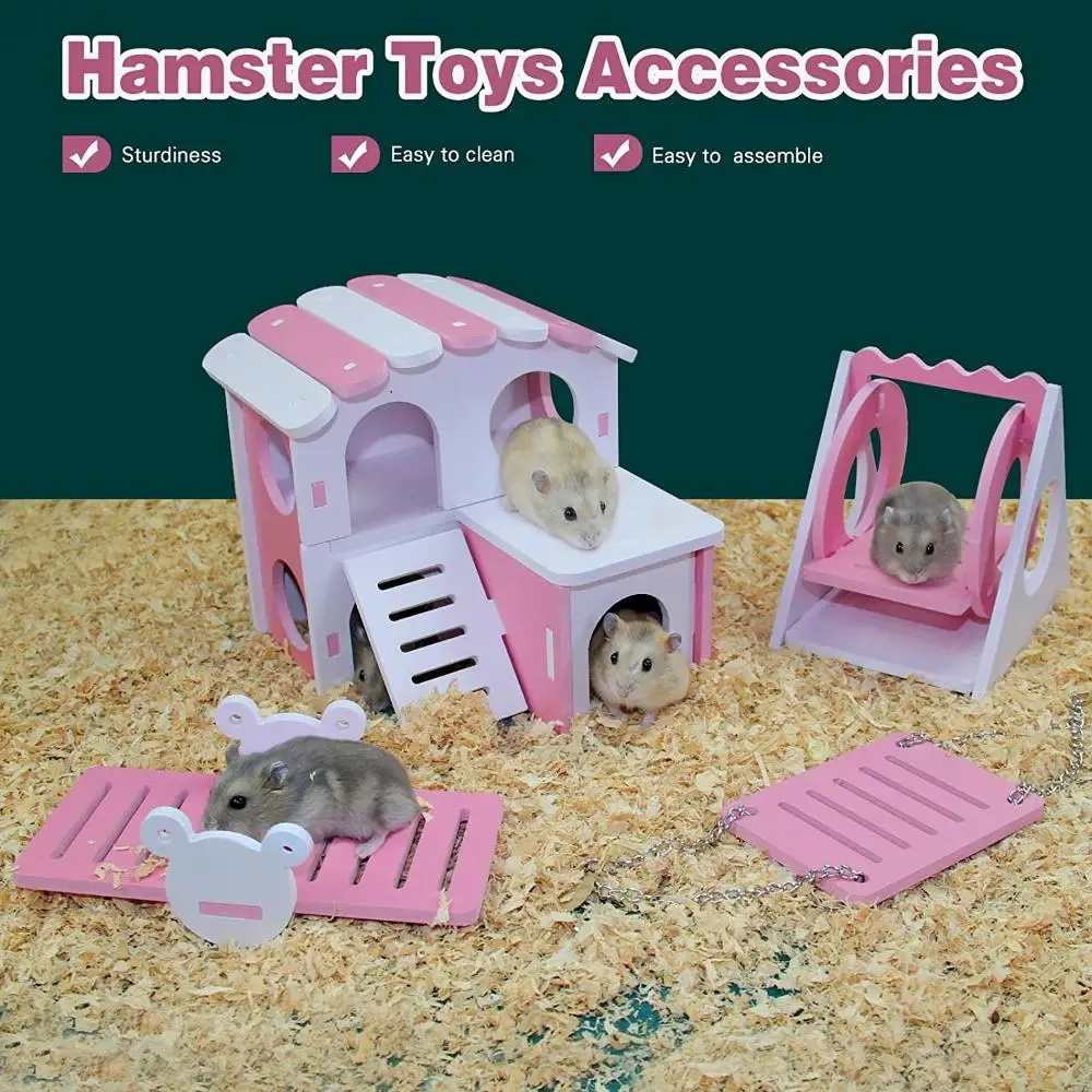 Hamster Play Toys Set Wooden Hamster House Boredom Breaker Activity Toy DIY Hamster Cage 1005011911063865