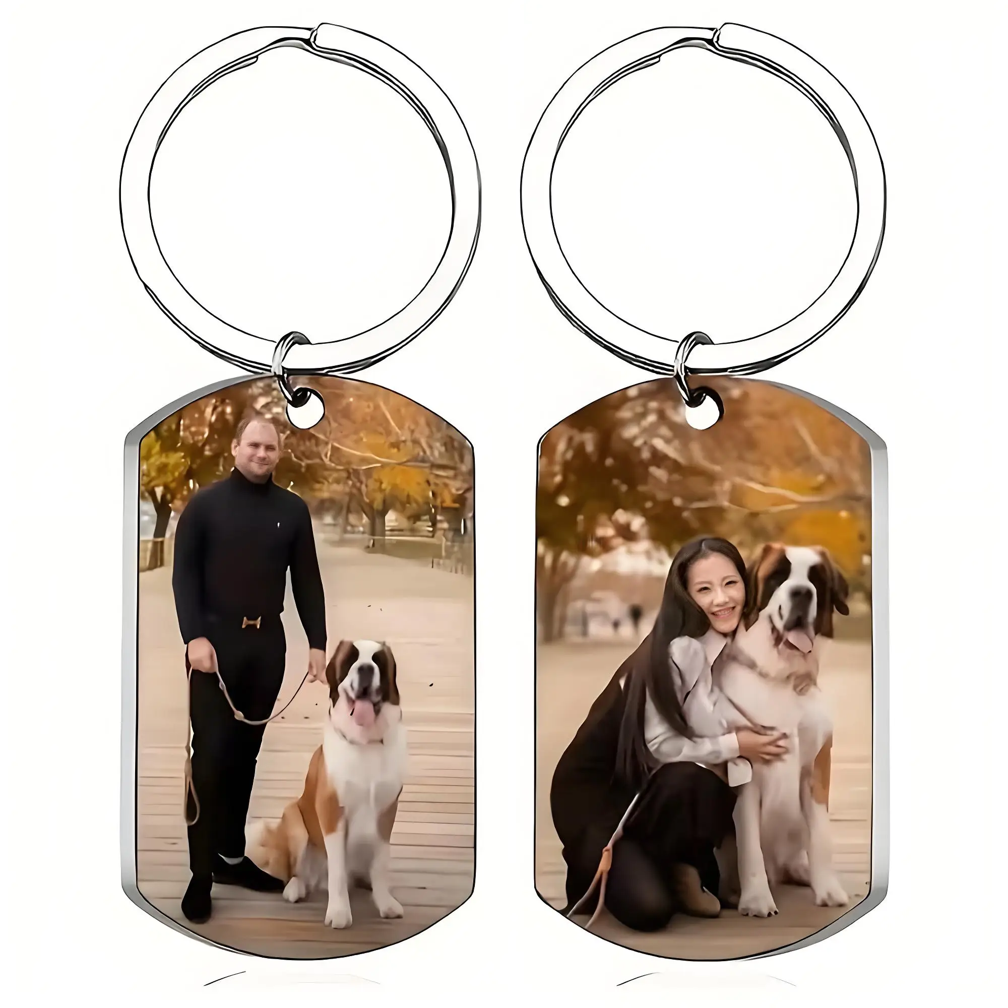 Custom Photo Dog Tag Keychain Personalized Picture Stainless Steel Keyring for Corporate Gift Bulk 1005011911977819