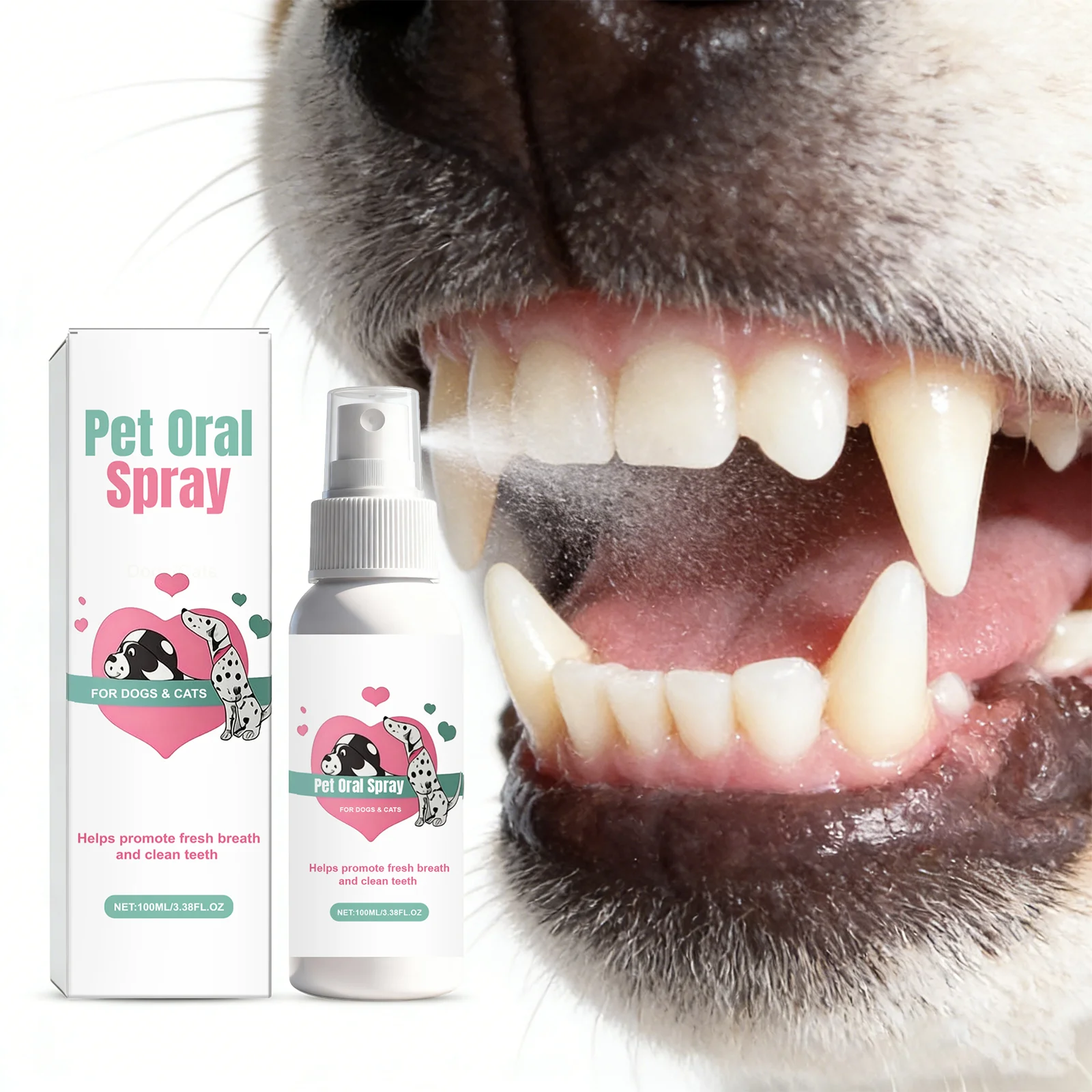 Pet Dental Spray for Dogs and Cats Plaque Tartar Control with Green Tea Extract No Brush Fresh 1005011912194506