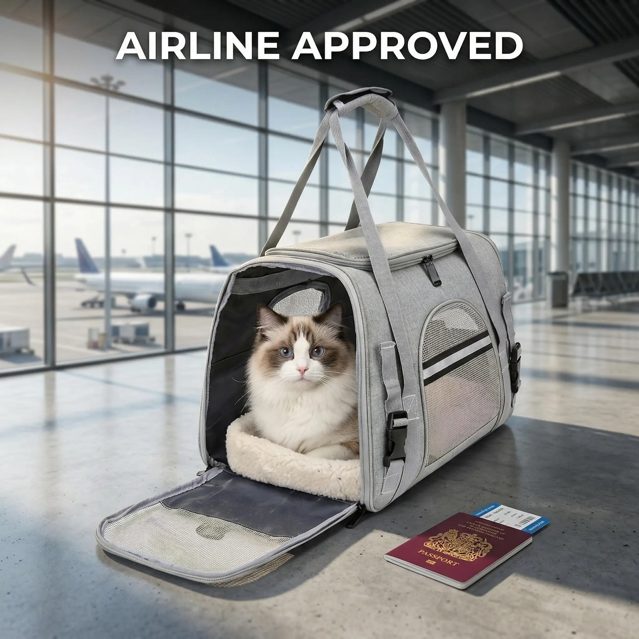 Airline Approved Pet Carrier Soft Sided Cat Dog Travel Bag Breathable Mesh Portable Foldable Puppy 1005011913297146