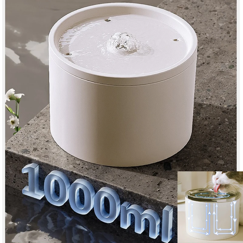 1L Ceramic Pet Cat Automatic Water Fountain Filter Dispenser For Dog Flowing Silent Circulation 1005011913446825