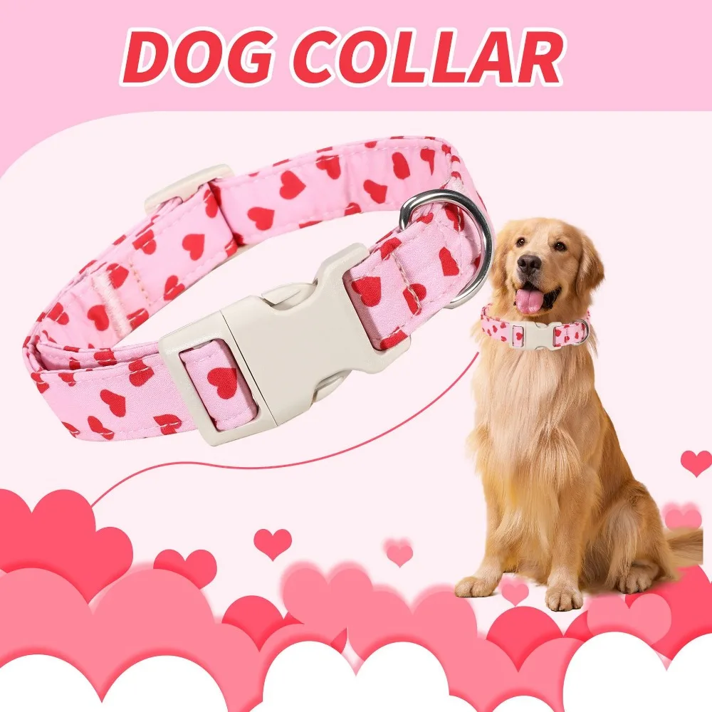 Dog Collar with Love Anti-Lost Pull Heart Pattern Adjustable Comfortable Neck Collar for Small 1005011913920535