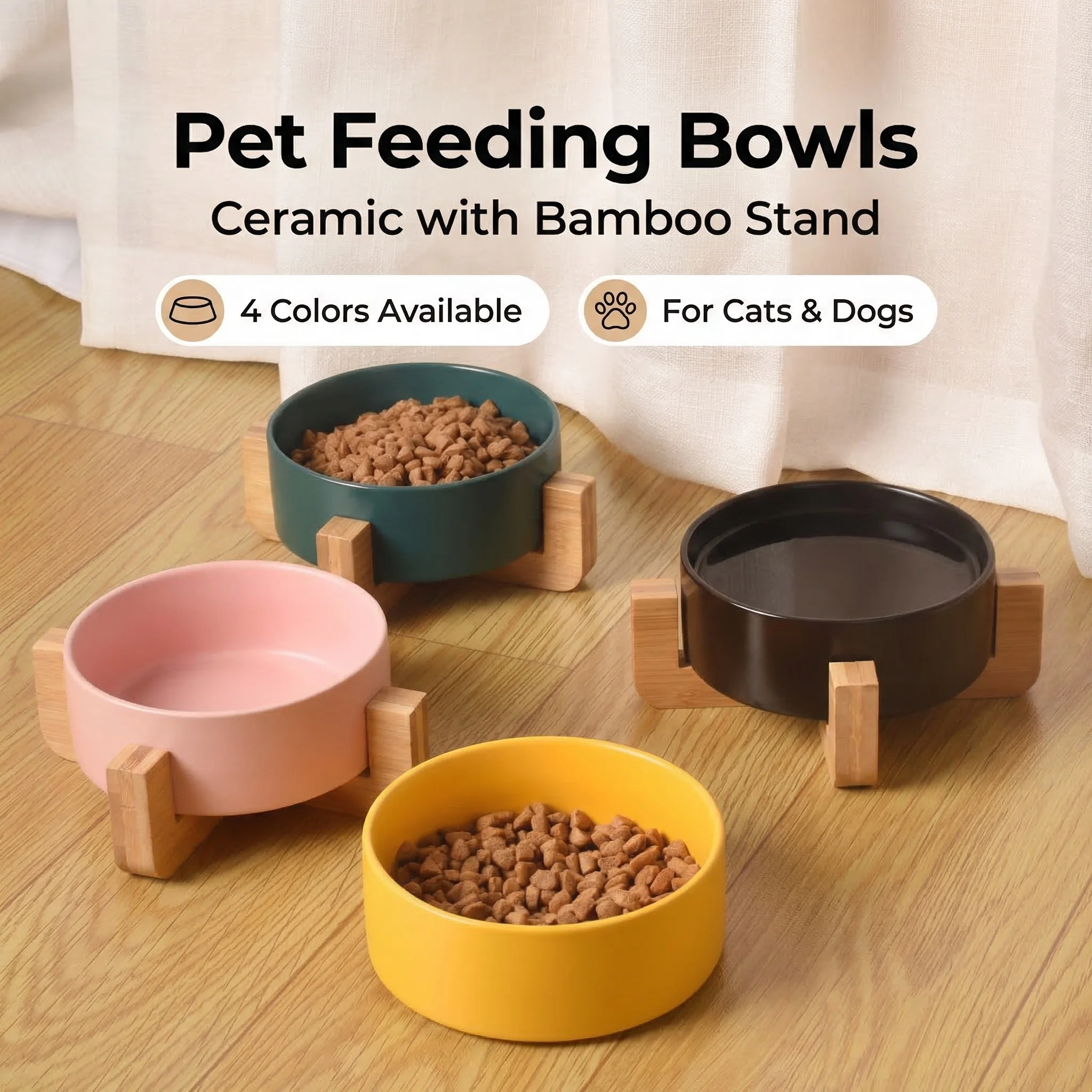 1PC Cat Bowl 400ml/13.5oz Cat Feeder Ceramic CatBowl Dog Raised Food Feeding Dish Ceramic Cat Bowl 1005011917978300