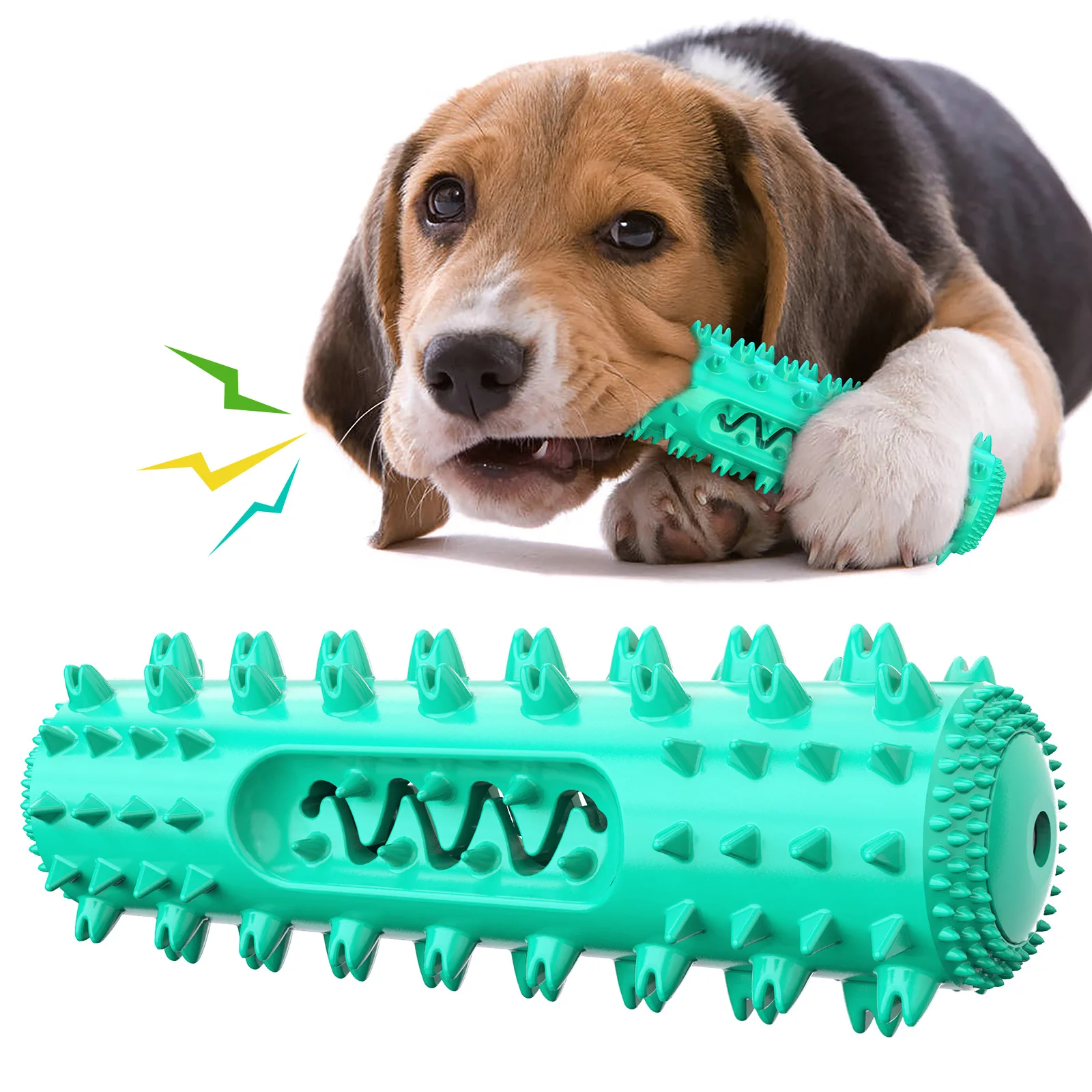 Hot Selling Squeaky Dog Toy Molar Stick Teeth Cleaning Serrated Dog Toothbrush Food Leaking Pet 1005011920473978