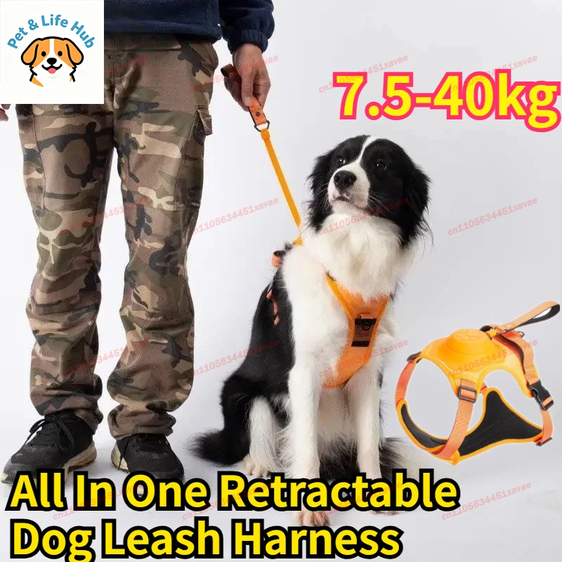 All In One Retractable Dog Leash Harness Anti-Escape No Pull Pet Vest Style Harness For Medium 1005011922929551