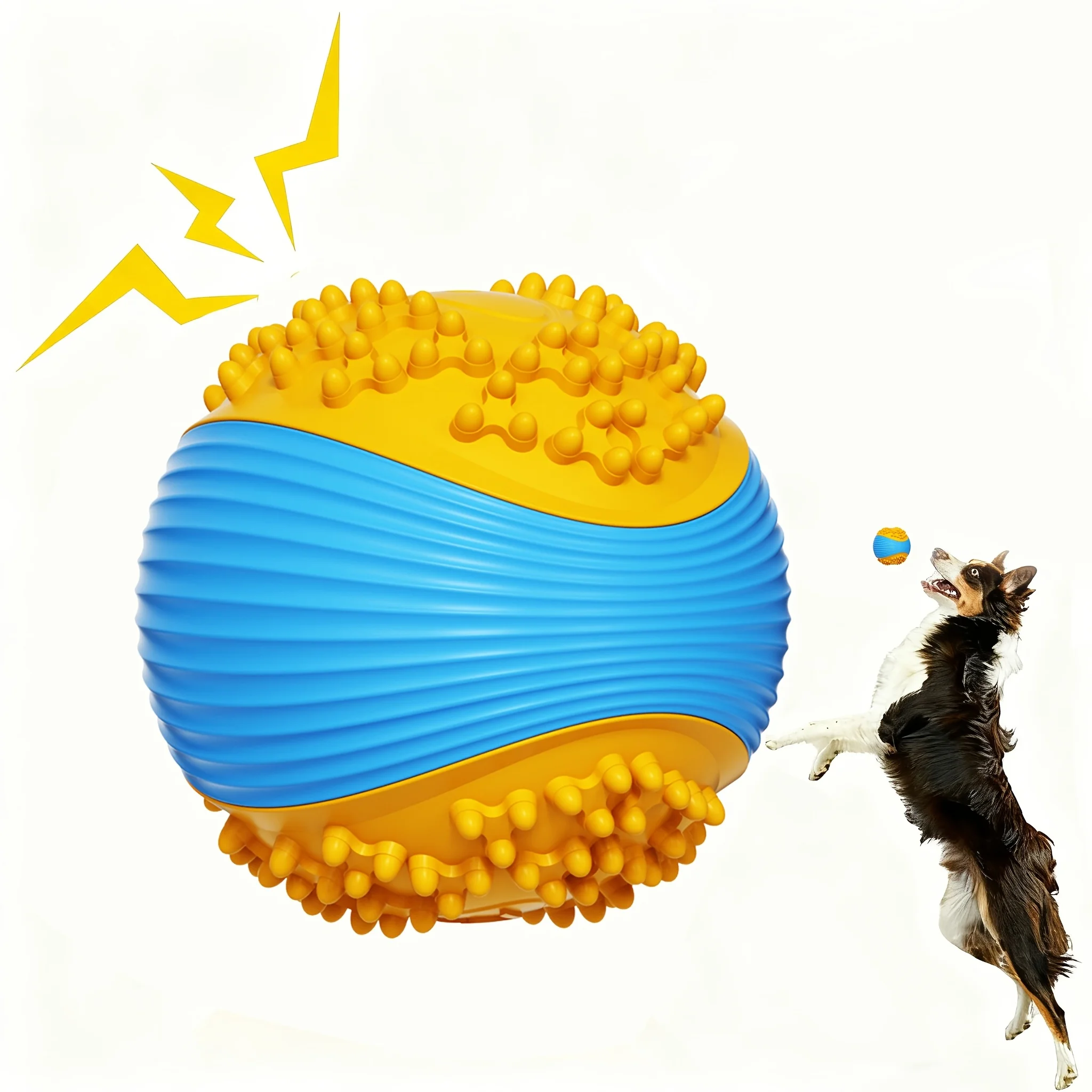 Indestructible Dog Squeaky Ball Toy, Tough TPR Chew Toy for Aggressive Chewers 1005011924304403
