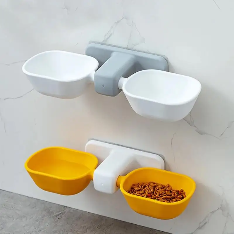 Wall Mounted Cat Bowl Pet Feeding Bowl Double Bowls Cat Dog Hanging Water Bowl Adjustable Height 1005011924444025
