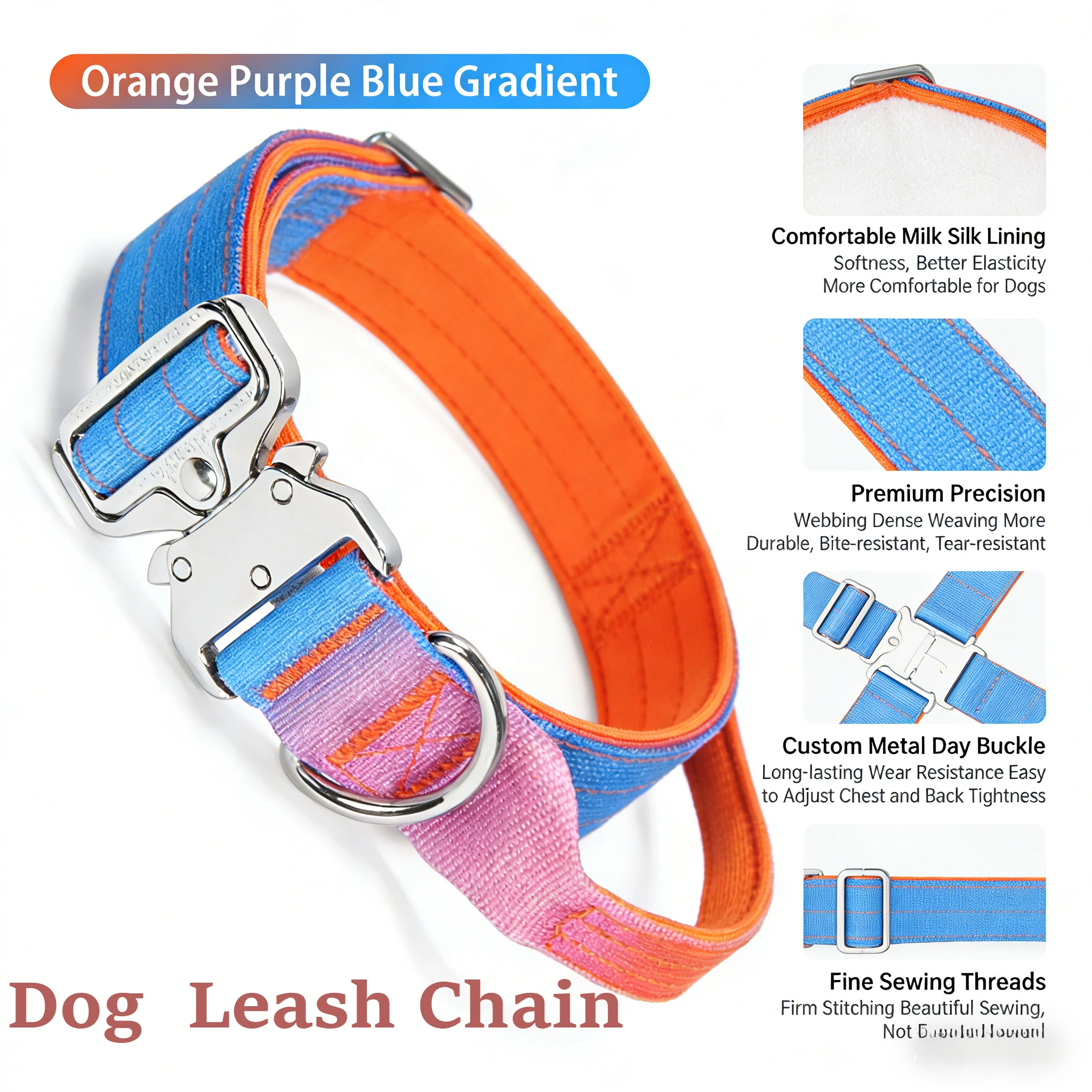 Gradient Color Dog Tactical Collar Soft Adjustable Explosion Proof Pet Collar Heavy Duty Training 1005011924852374