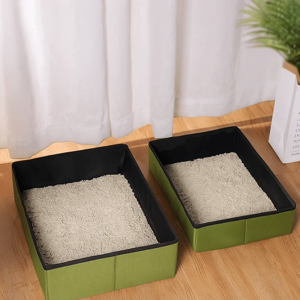 Practical Waterproof Portable Cat Litter Box Folding Reusable Cat Toilet Tray Oxford Pet Garbage 1005011925097960