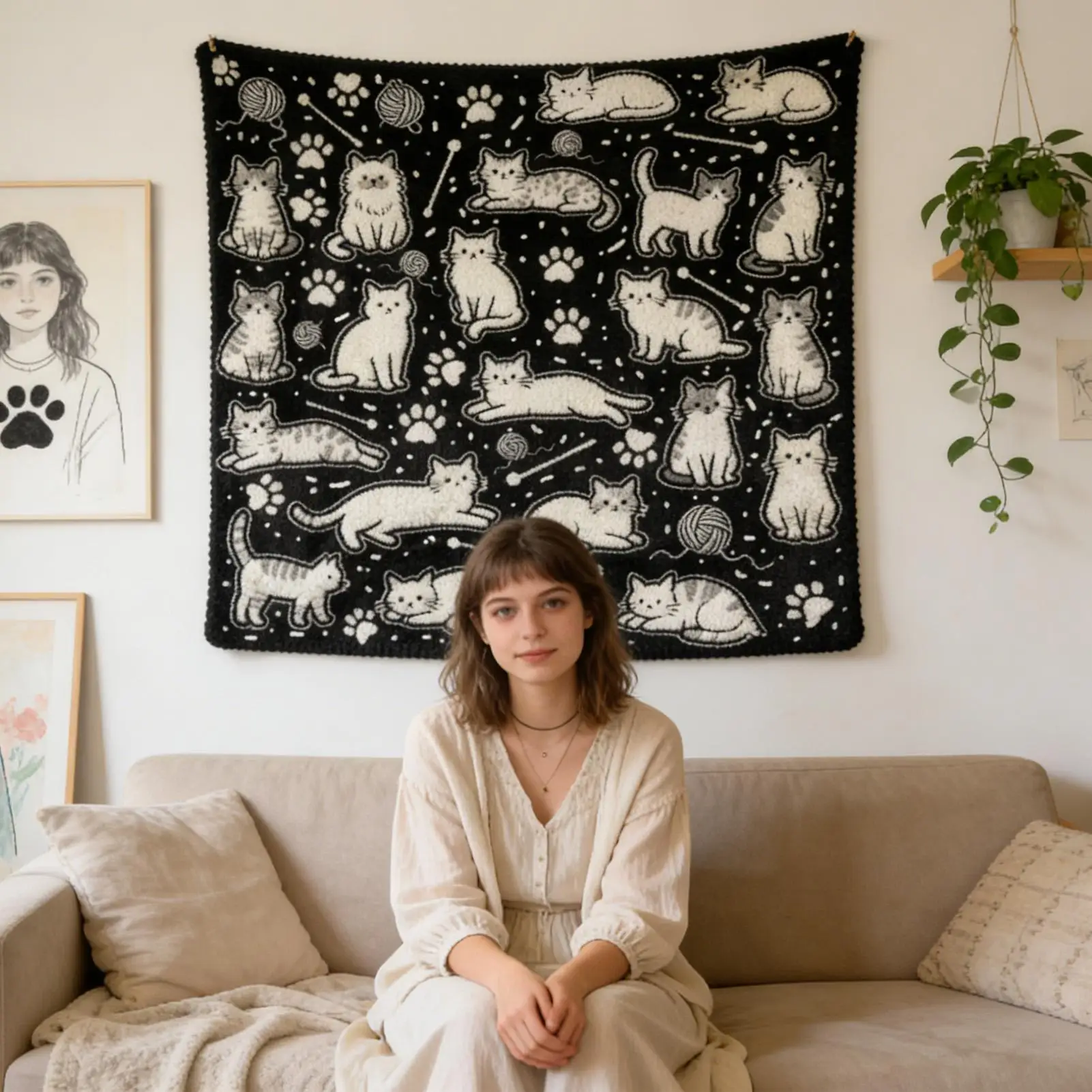 DIY Coloring Blanket 145x120cm Washable DIY Cute Cat Dog Throw Blanket for Couch for Home Decor 1005011927694831