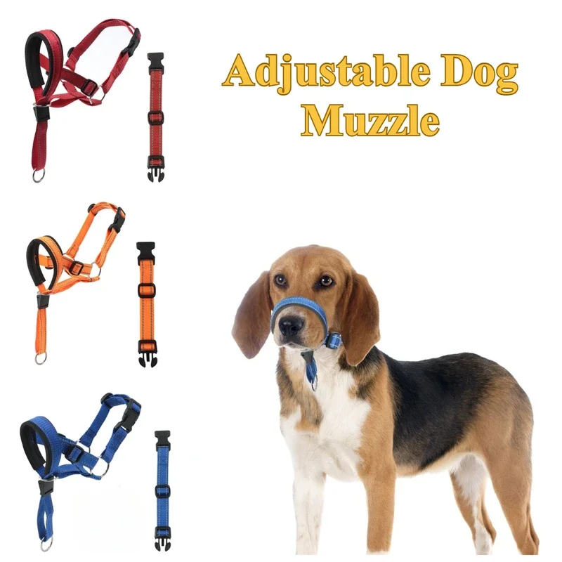 Dog Mouth Muzzle Anti Bark Dog Collar Breathable Dog Training Tool Nylon Muzzle Set with Reflective 1005011929613524