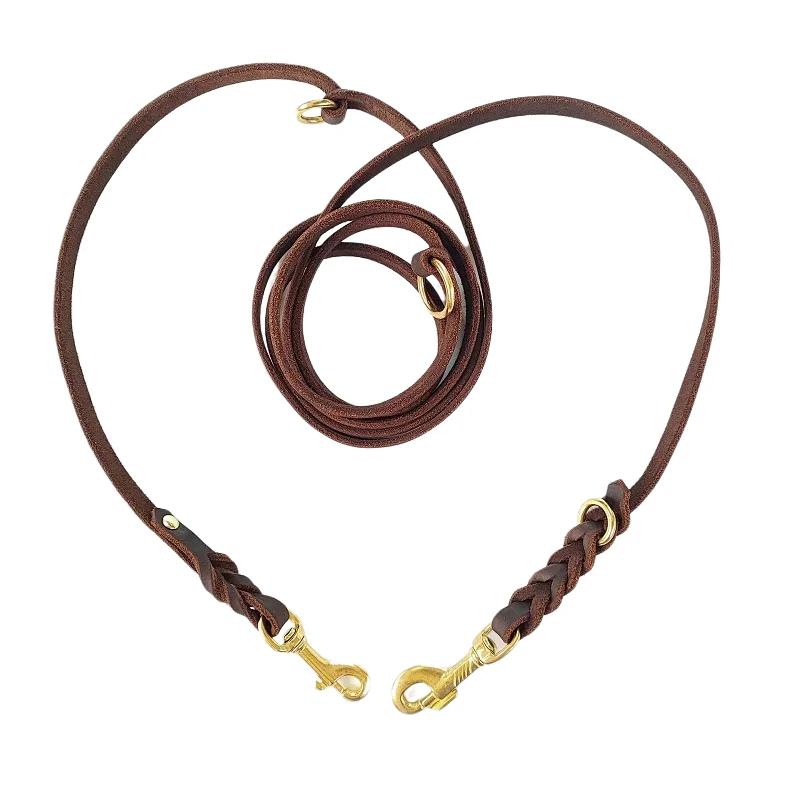 Two Big Dog Leash Braided Real Leather Double Leashes P Chain Collar Multifunctional Long Short 1005011930834110