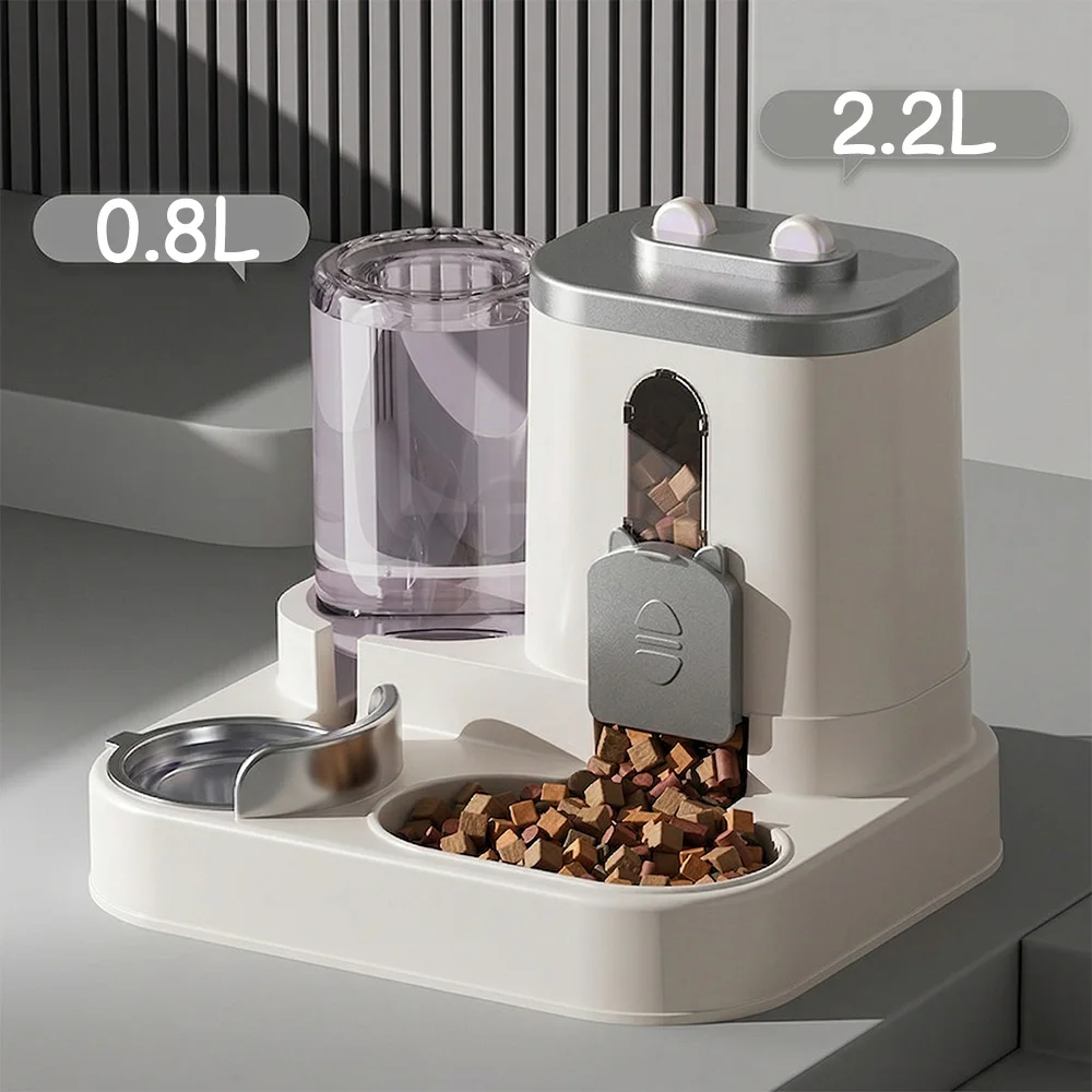 Automatic Feeder Dog Cat Food Bowl with Water Fountain Large Capacity Pet Storage Dispenser 1005011931433875