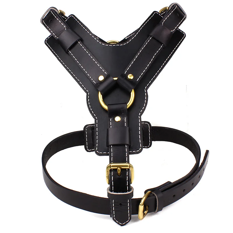 Real Leather Large Dog Harness Vest Walking Training Big Dog Harnesses Adjustable Strap for German 1005011931750805
